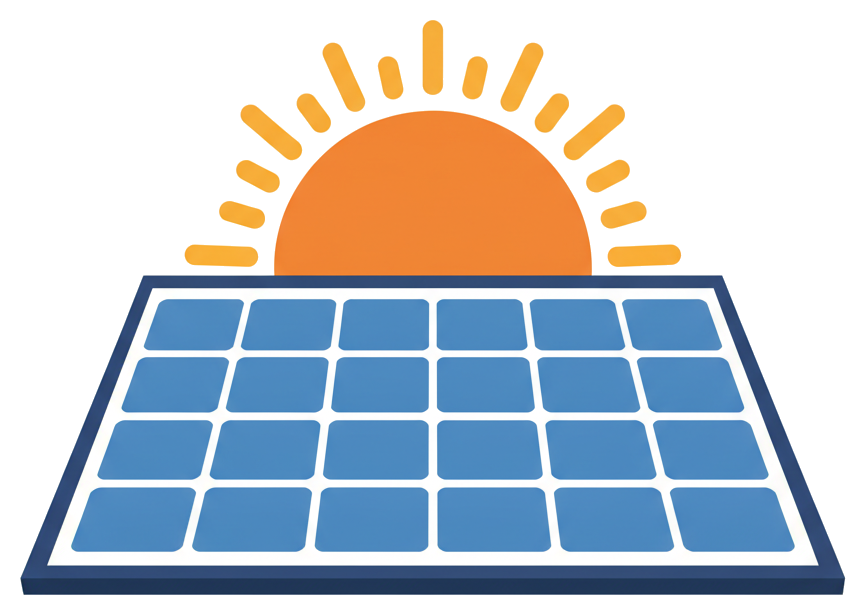 Sun rising behind a solar panel